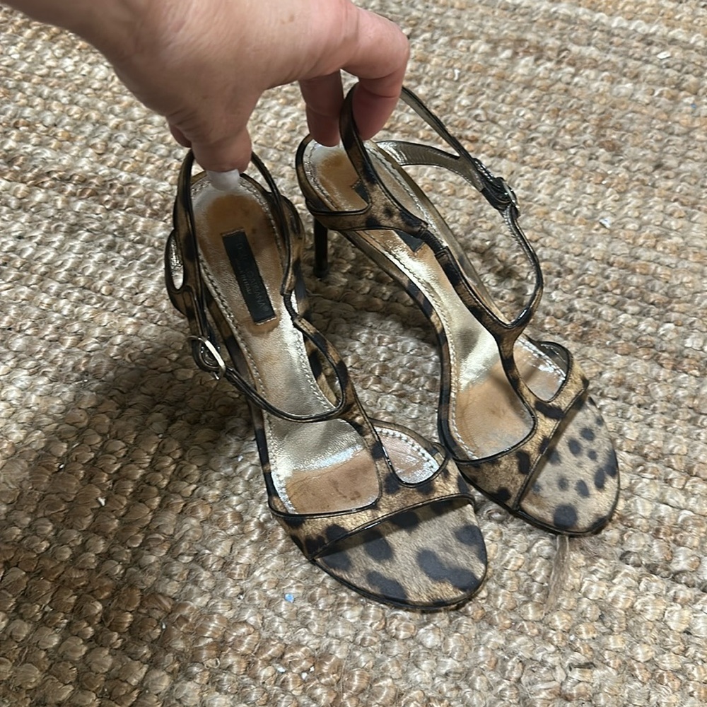 Dolce & Gabbana Brown Leopard Print Slingback Sandal